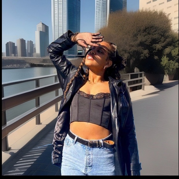 Eyelash Lace Built N Boning Zipper On Side Black Camisole Bustier Crop Corset - Picture 4 of 11